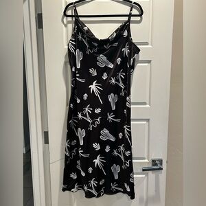 Bebe PRINT SATIN COWL NECK SLIP MIDI DRESS